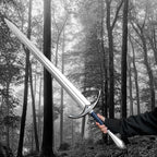 Knight's Collection Foam Ring Medieval Sword - Safe For Cosplay with a realistic design in a forest setting