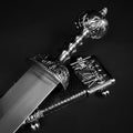 Knights Collection Roman Gladius Medieval Sword . Ornate silver hilt with engraved scabbard and steel blade