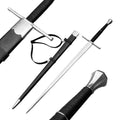 Knights Collection hand forged battle ready medieval sword with black leather scabbard and wrapped handle