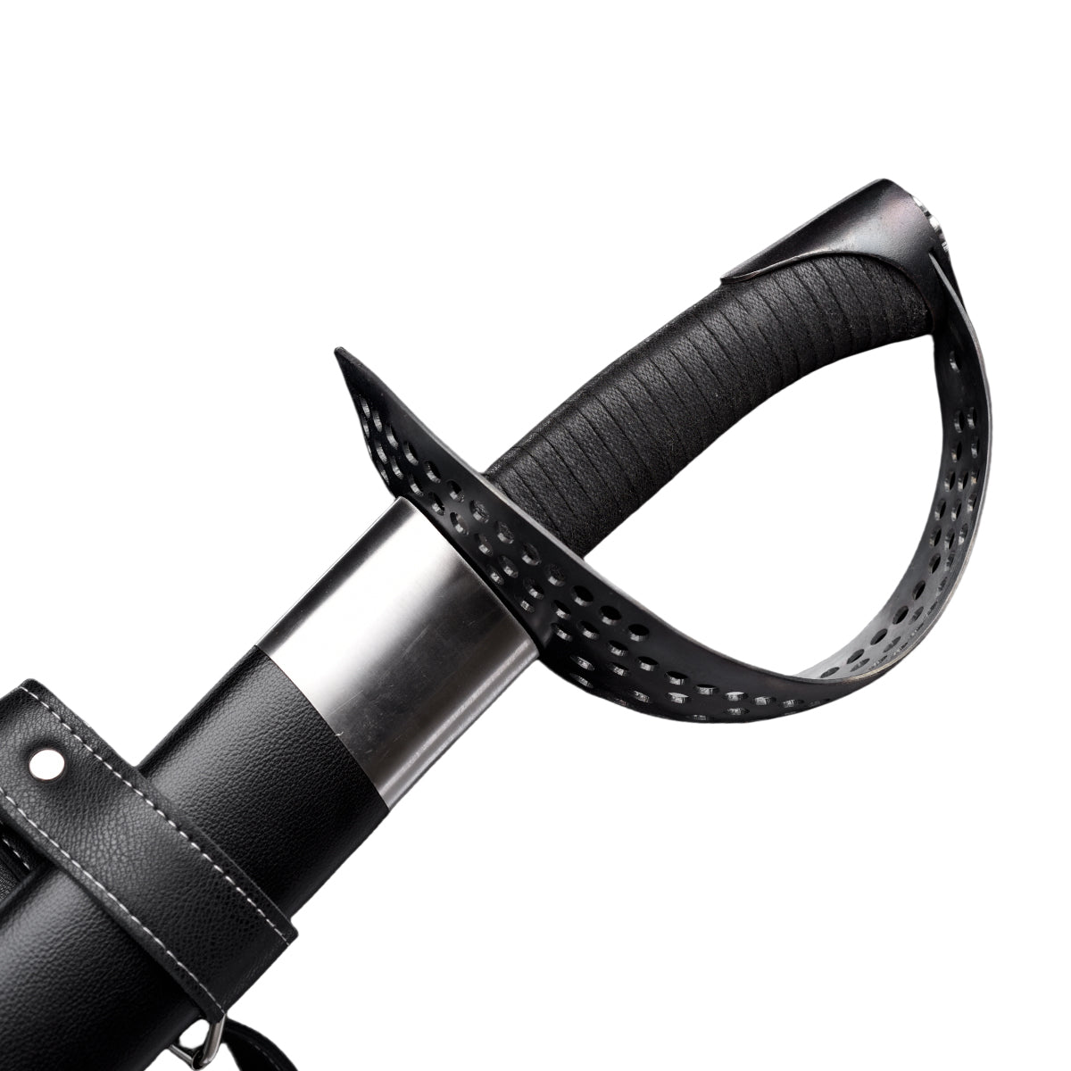 Hand-Forged Cutlass Full-Tang 1060 Carbon Steel with a sleek grip and protective sheath detail