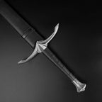 Hand-Forged Medieval Knight Sword with a detailed hilt and black leather handle from Knight's Collection