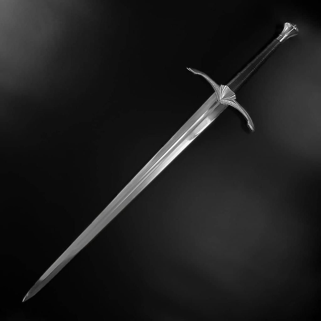 Hand-forged medieval knight sword with a polished blade and ornate hilt from Knight's Collection