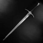 Hand-forged medieval knight sword with a polished blade and ornate hilt from Knight's Collection