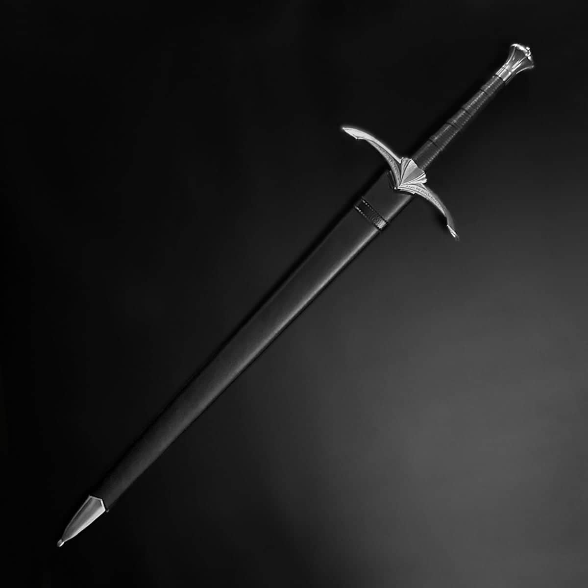 Hand-forged medieval knight sword with intricate details and a sleek design for collectors and reenactors