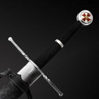 Hand-Forged Medieval Sword with Intricate Handle and Knight's Cross Guard for Collectors