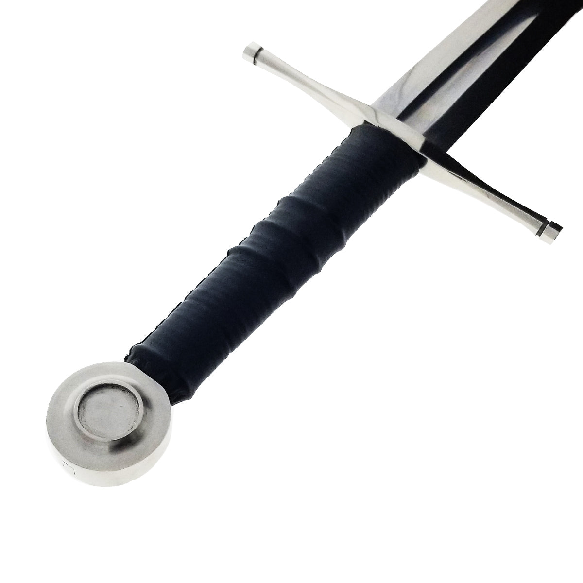 Knights Collection hand-forged medieval sword with black leather grip and polished steel guard