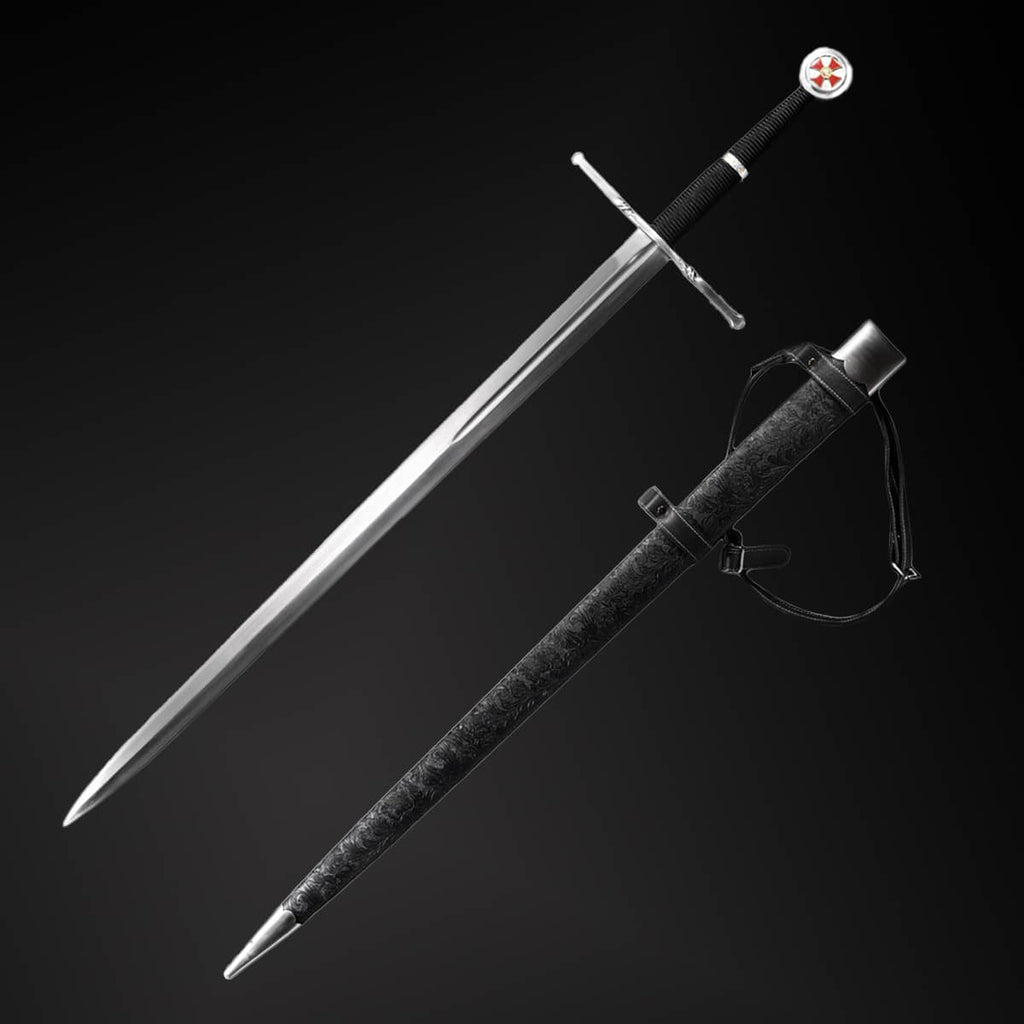 Hand-Forged Medieval Sword with a polished blade and protective scabbard for collectors and reenactors