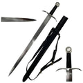 Knights Collection hand-forged medieval sword with steel blade and black leather sheath