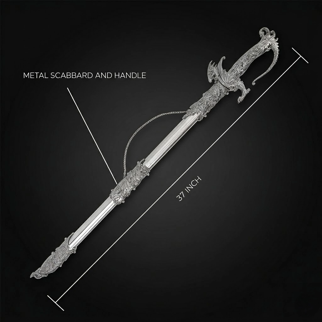 Saint George Medieval Dragon Sword – Decorative Replica Display Piece, Dull Blade Collectible, Knight Fantasy Sword for Cosplay, Home Decor and Collections