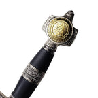 Handle of King Solomon Display Medieval Sword with intricate gold and silver detailing by Knight Collections