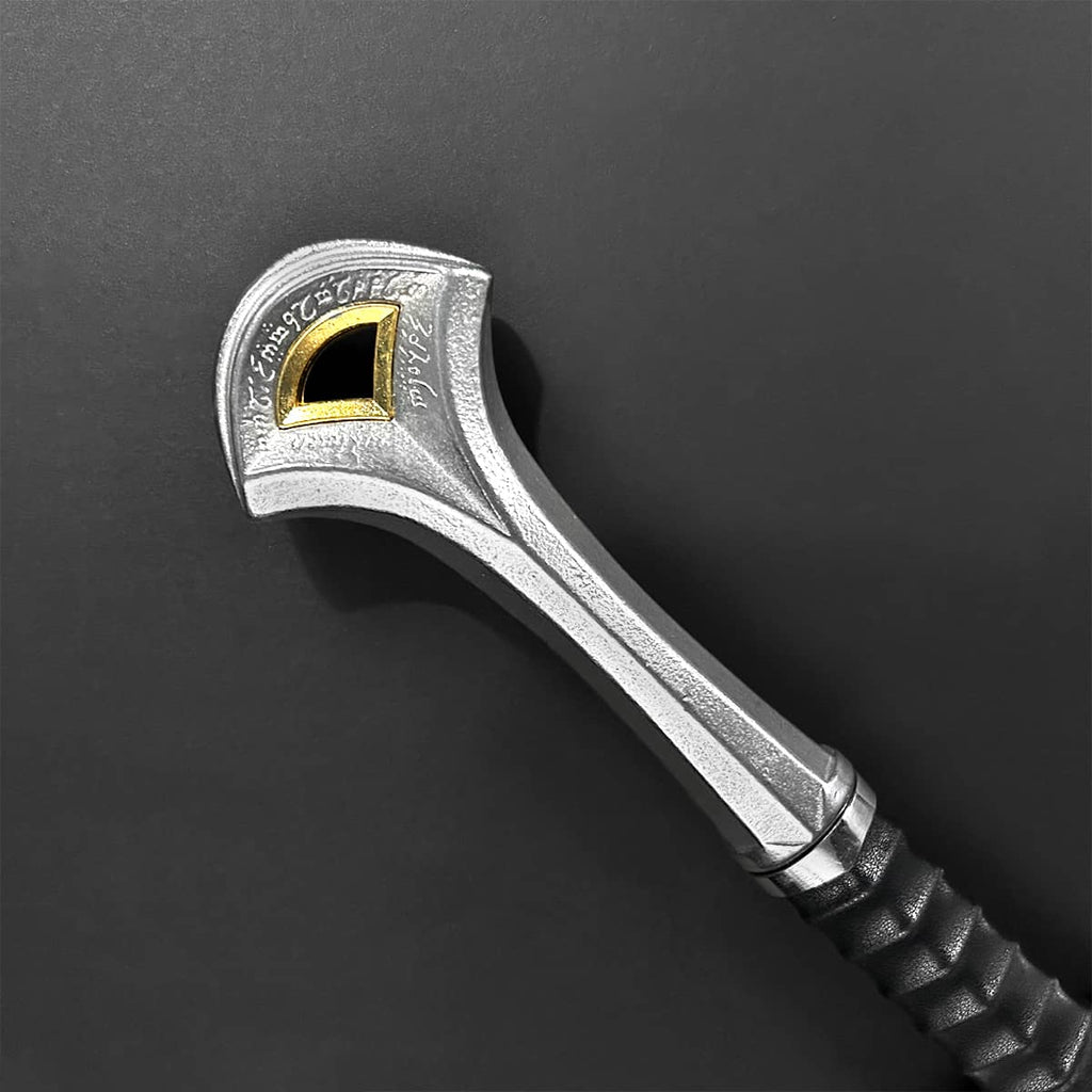 Detail view of Knight's Collection Elite - Hand-Forged Medieval Sword with ornate hilt and textured grip