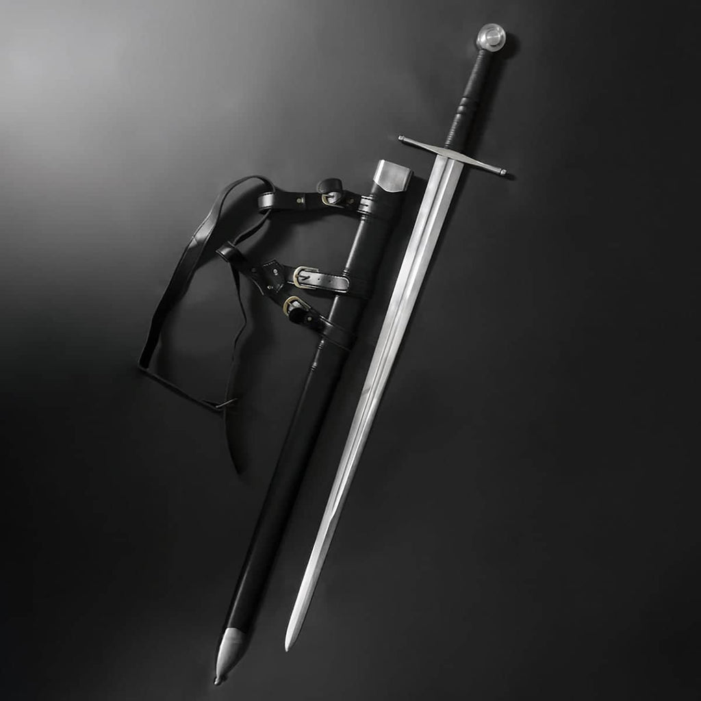 Knight's Collection Guardian of Eldwyn Medieval Sword with Hand-Forged Blade and Leather Scabbard