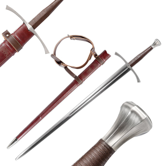 Knight's Collection Hand-Crafted Medieval Sword with detailed guard and polished blade