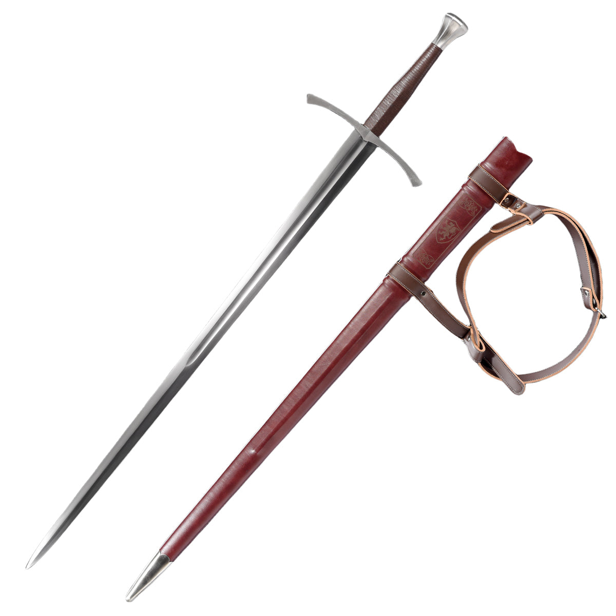 Knight's Collection Hand-Crafted Medieval Sword with polished blade and leather-wrapped hilt