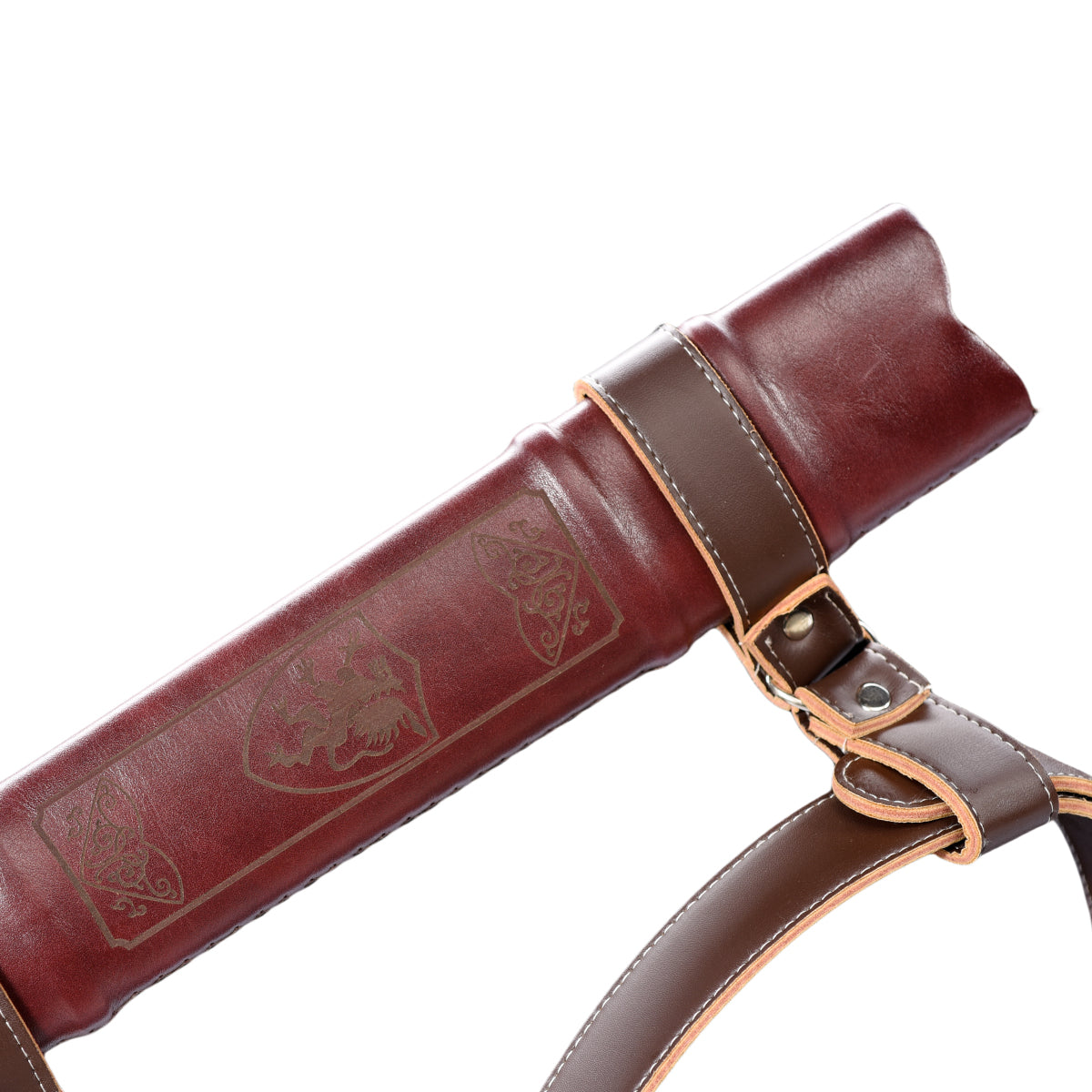 Knight's Collection Hand-Crafted Medieval Sword Sheath in Rich Brown Leather with Intricate Design