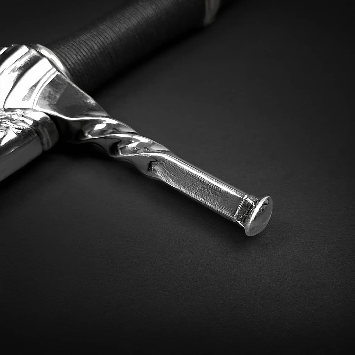 Close-up of Knights Collection Nightwolf Medieval Sword with ornate hilt and polished blade details