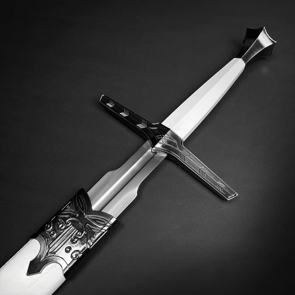 Knights Collection White Knight medieval sword with ornate handle and polished blade for collectors