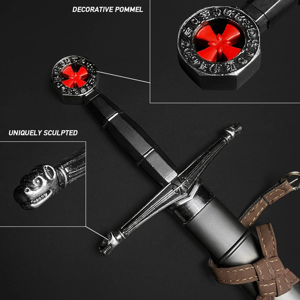 Knights Templar Medieval Sword Replica with decorative pommel and uniquely sculpted details