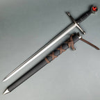 Knights Templar Medieval Sword Replica with detailed hilt and engraved blade from Knight's Collection