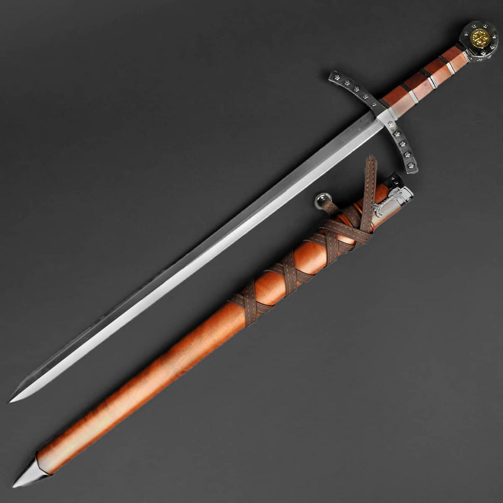Knights Templar One Hand Short Sword with leather-wrapped handle and decorative cross guard