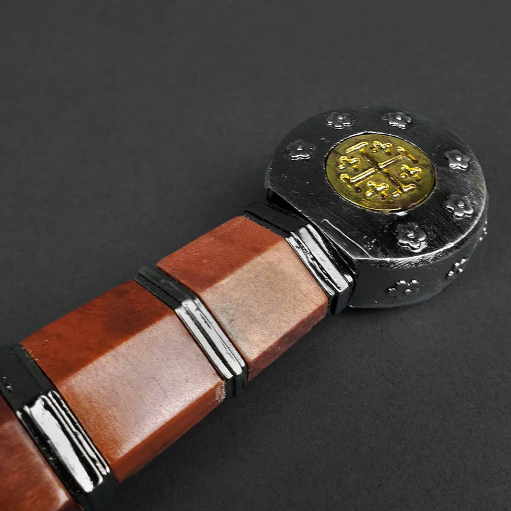 Ornate Knights Templar One Hand Short Sword with decorative hilt and wooden grip by Knight's Collection