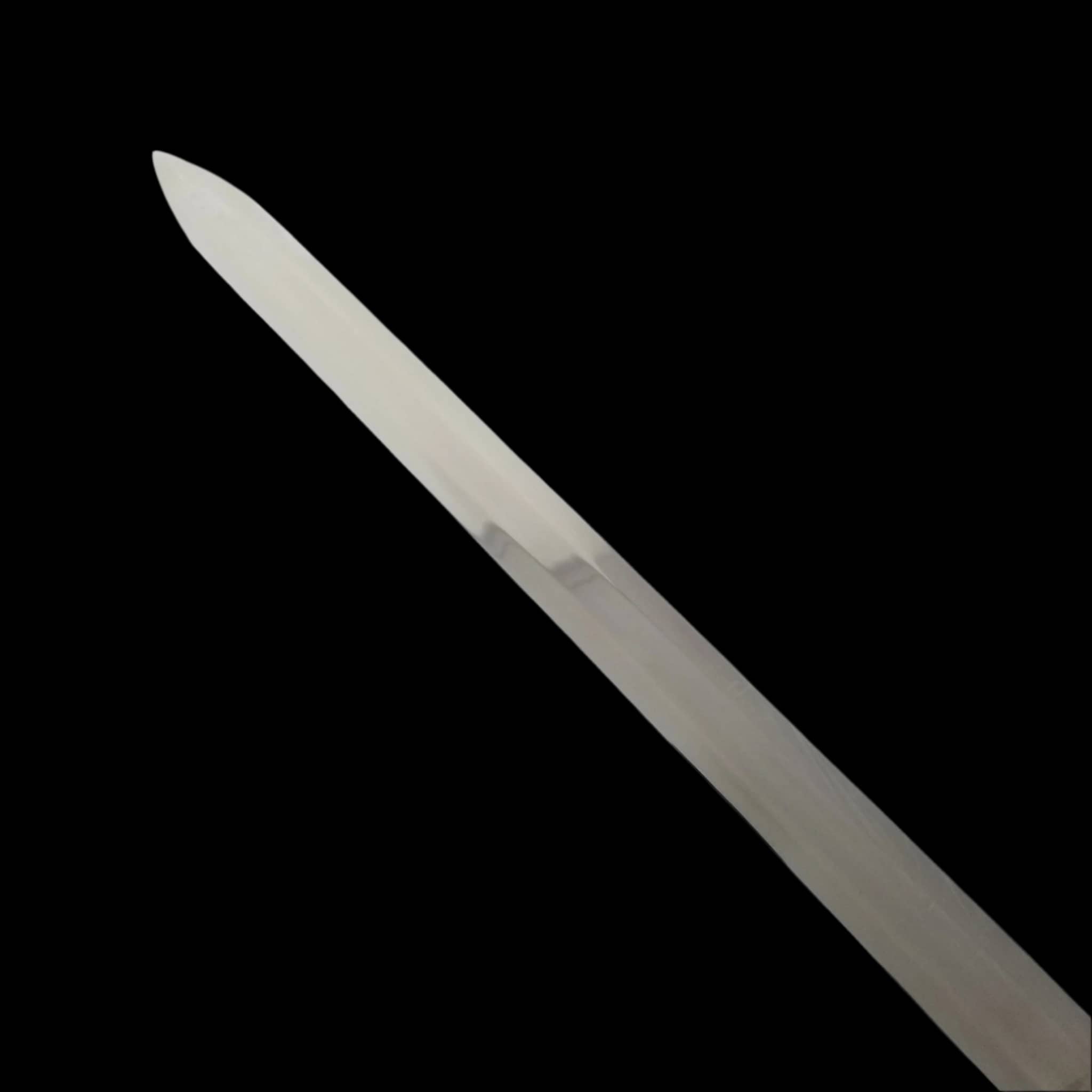 Blade close-up of Knights Templar sword replica from Knight Collections with polished steel finish