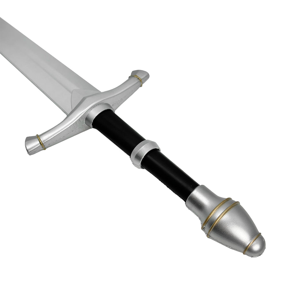 LARP Foam Medieval Knight Sword with Silver Blade and Black Grip for Safe Play