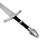 LARP Foam Medieval Knight Sword with Silver Blade and Black Grip for Safe Play