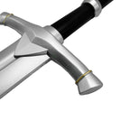 LARP Foam Medieval Knight Sword with a detailed silver hilt and sturdy black handle for safe play