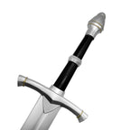 LARP Foam Medieval Knight Sword with a silver blade and black grip for safe role-playing battles
