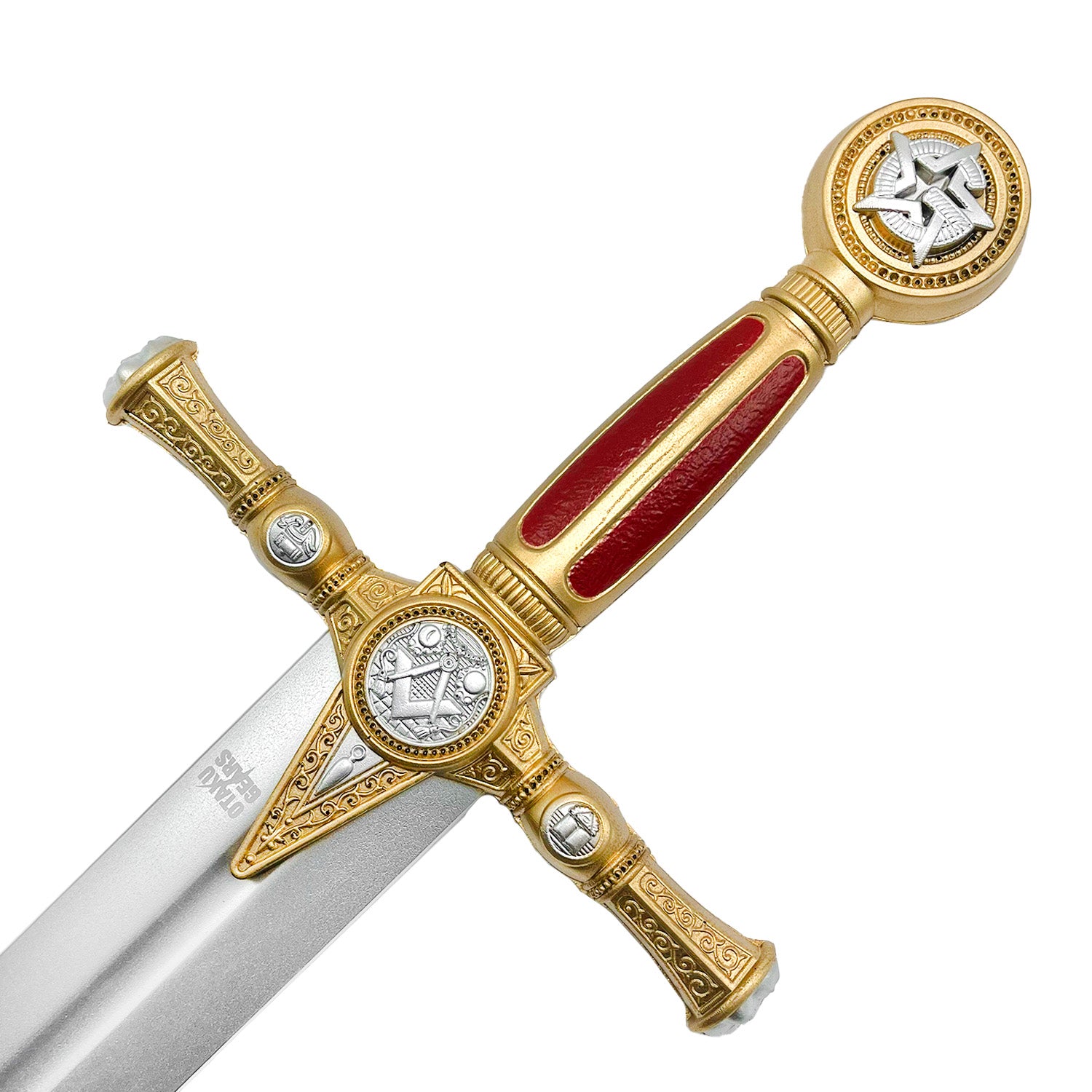 Masonic Red Foam Sword with detailed hilt and protective design for safe play and reenactments