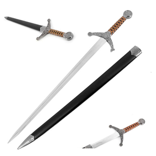 Knight's Collection Celtic's Sword with intricate hilt design and leather-wrapped grip