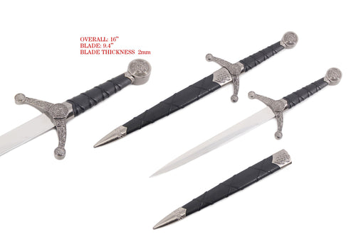 Medieval Claymore Dagger with 16-inch overall length and 9-inch blade