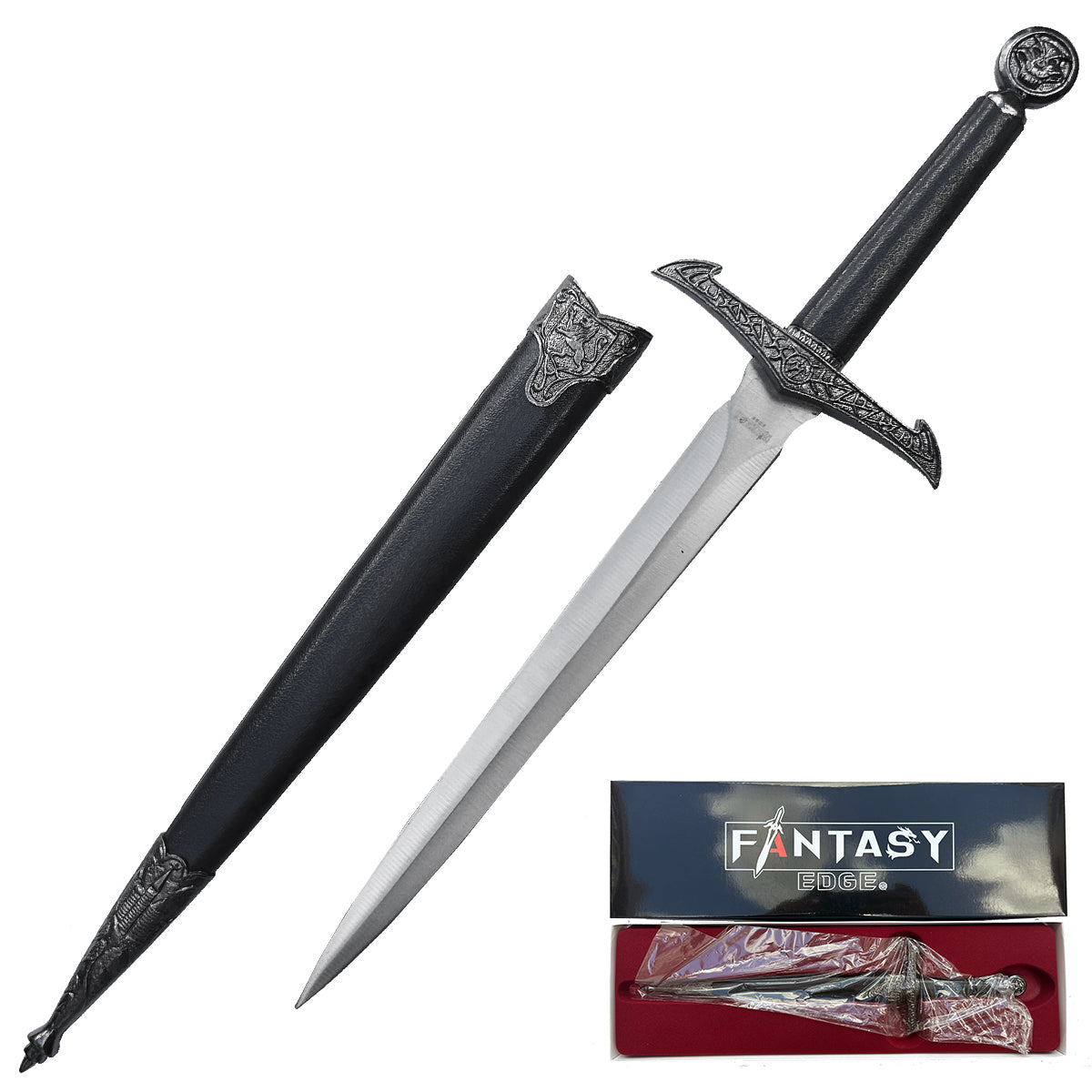 Fantasy Edge Medieval Gargoyle Dagger with Detailed Handle and Sheath for Collectors