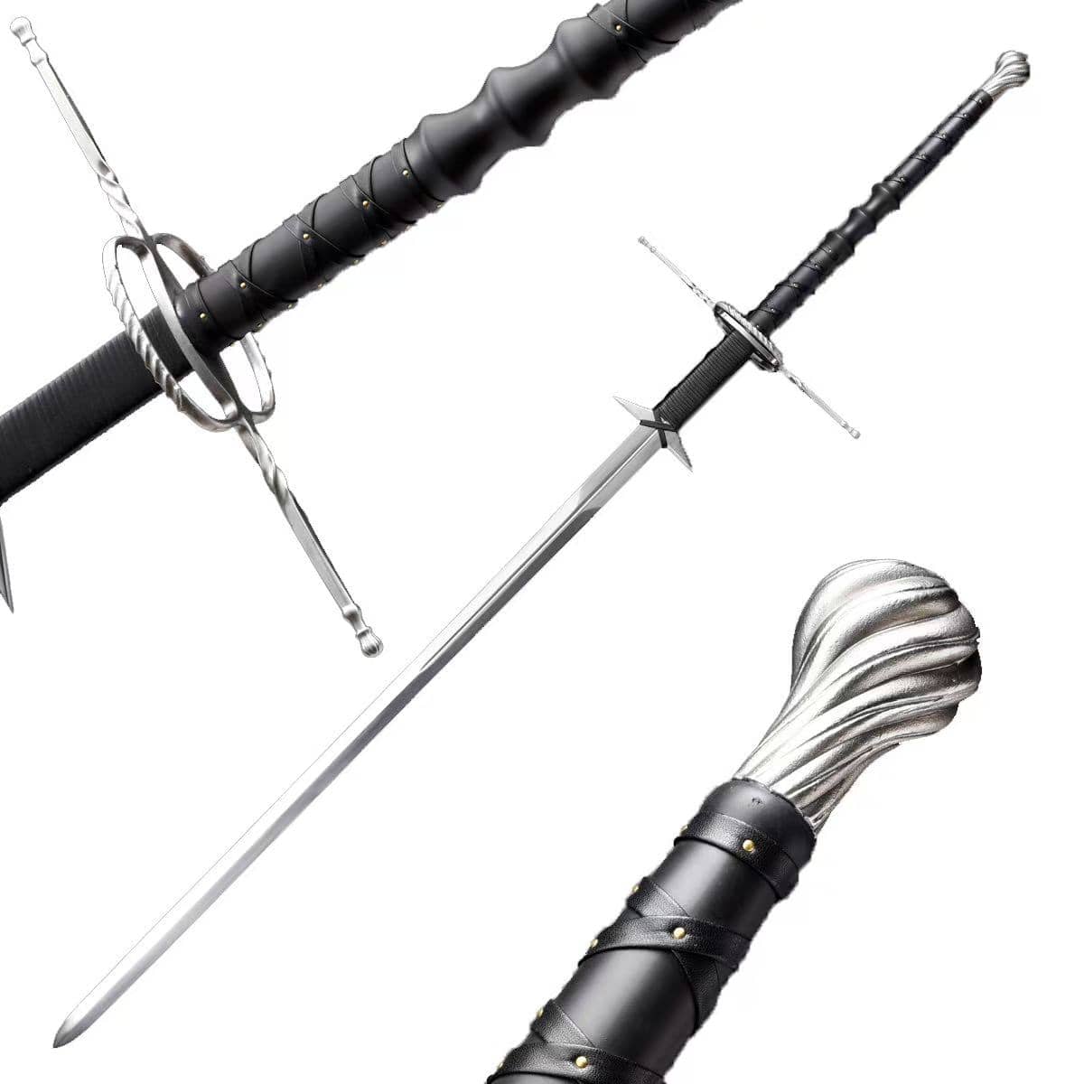 Medieval Longsword 66" - Hand-Made 1060 Steel Full Tang Medieval Sword with intricate handle design