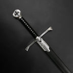 Knights Collection One Hand Templar Sword with black leather wrapped grip stainless steel crossguard and scabbard