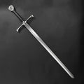 Knights Collection One Hand Templar Sword polished steel double edged blade leather wrapped grip medieval crossguard