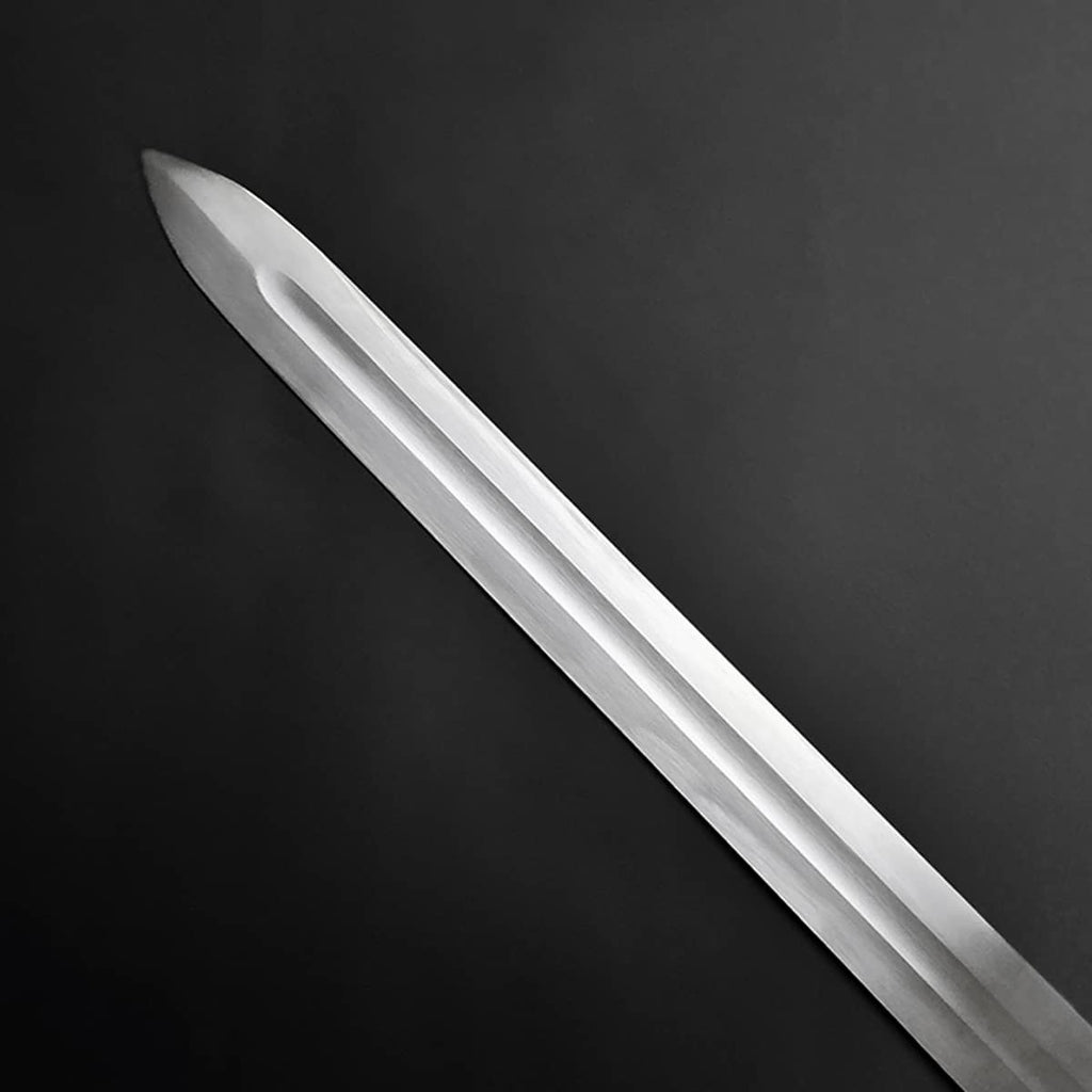 Knights Collection polished blade close up of a hand-forged viking longsword with central fuller