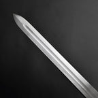 Knights Collection polished blade close up of a hand-forged viking longsword with central fuller