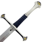 Knight Collections one hand medieval sword with black grip and detailed silver crossguard