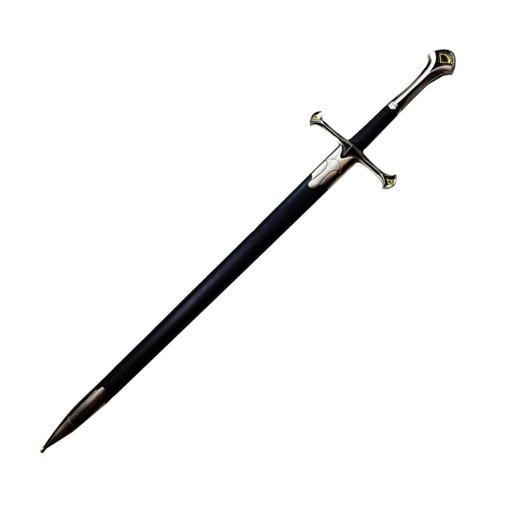 Knight Collections one hand medieval sword with black scabbard and silver crossguard