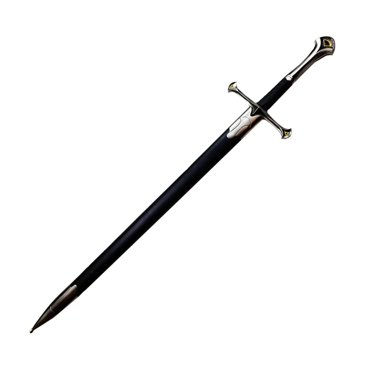 Knight Collections one hand medieval sword with black scabbard and silver crossguard