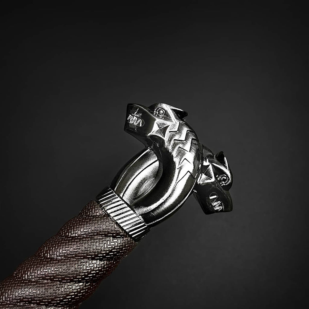 Knights Collection polycephally medieval sword with braided brown grip and polished double headed pommel