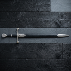 Sword in black scabbard on wood | Knight's Collection