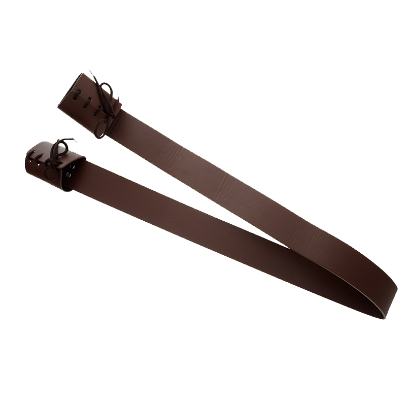Two brown leather straps with laces