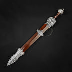 Knights Collection Roman Gladius ornate legionnaire Roman sword with scabbard featuring brown scabbard and silver fittings
