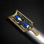 Roman Dagger with Intricate Handle Design and Blue Gem Accents