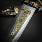 Roman Dagger with Intricate SPQR Design on the Blade and Decorative Handle