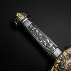 Roman Dagger with Intricate Gold and Silver Handle Design
