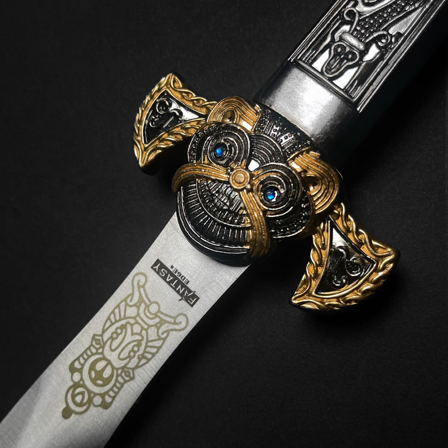Roman Dagger with Intricate Handle Design and Decorative Blade Details
